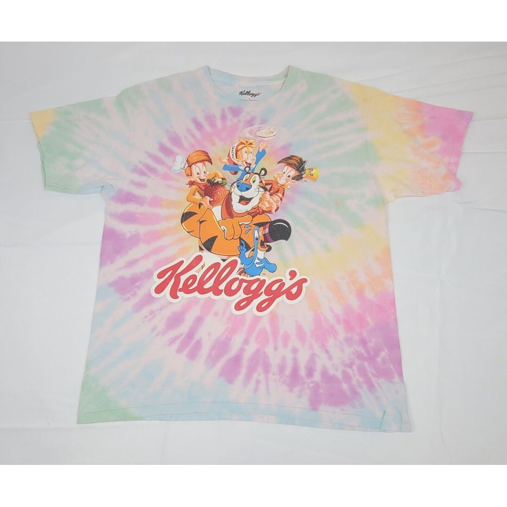 Kellogg's Cereal‎ T-Shirt Mens Large. Tie-Dye Tony Tiger, Snap Crackle Pop, Sam